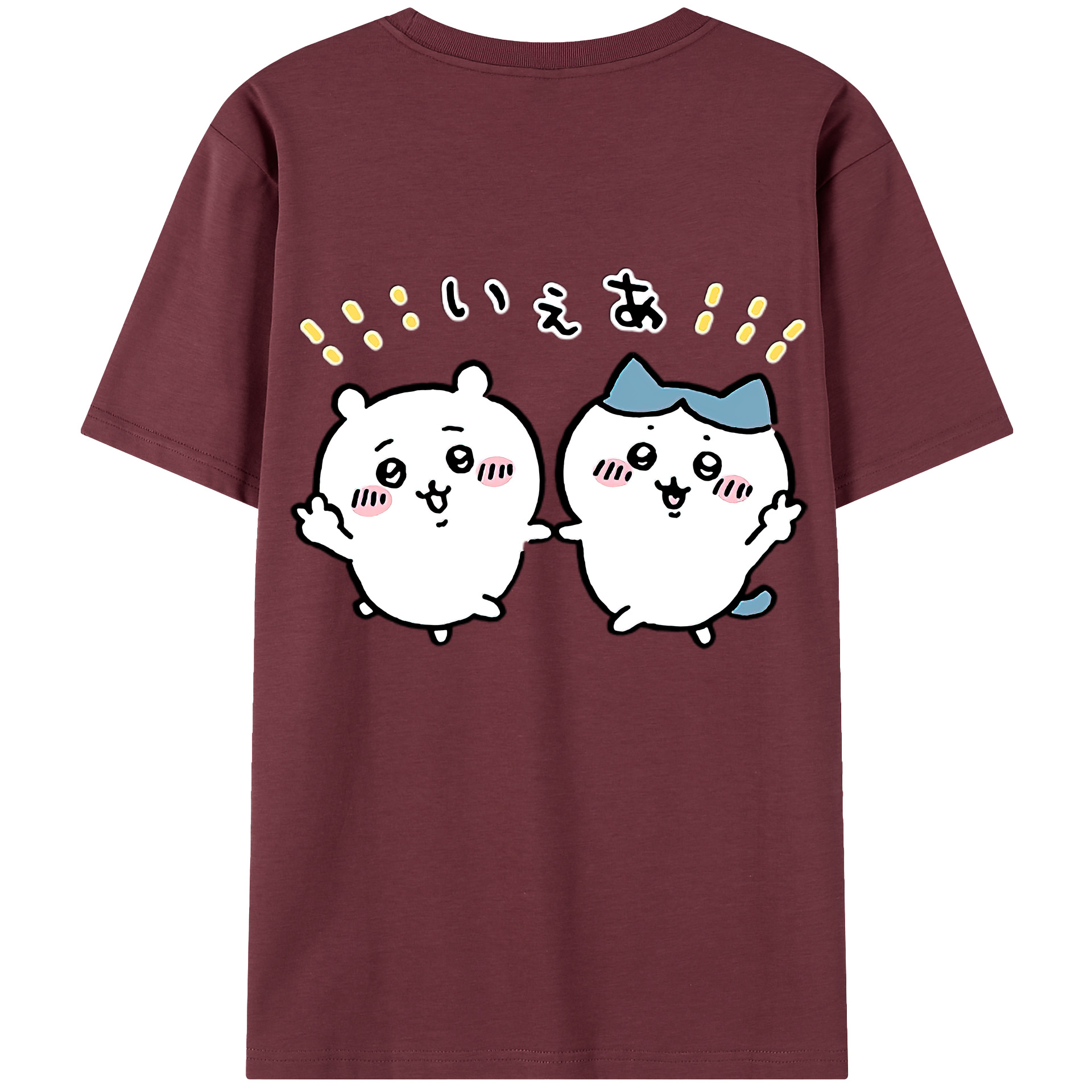 （画像用） ちいかわ ハチワレ Chii-kawa hachiware 綿100％半袖Tシャツ（背面プリント）